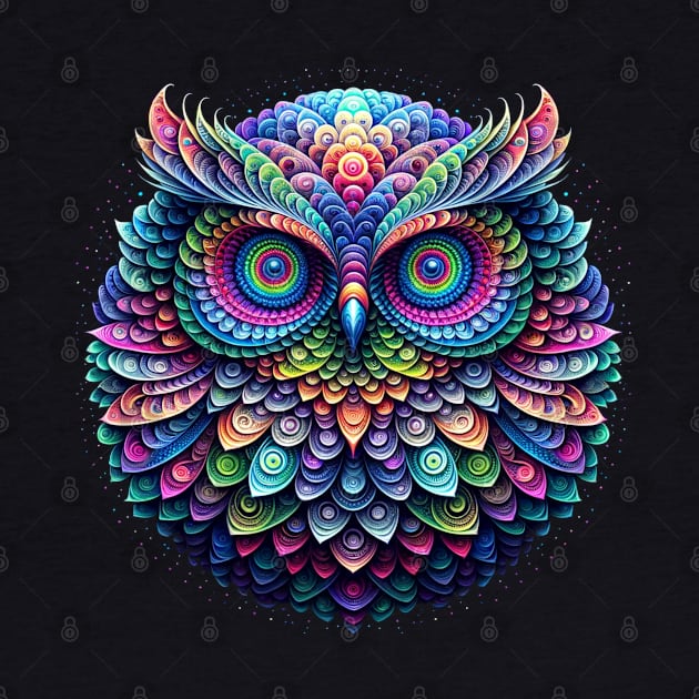 trippy round owl by Ekim Ts